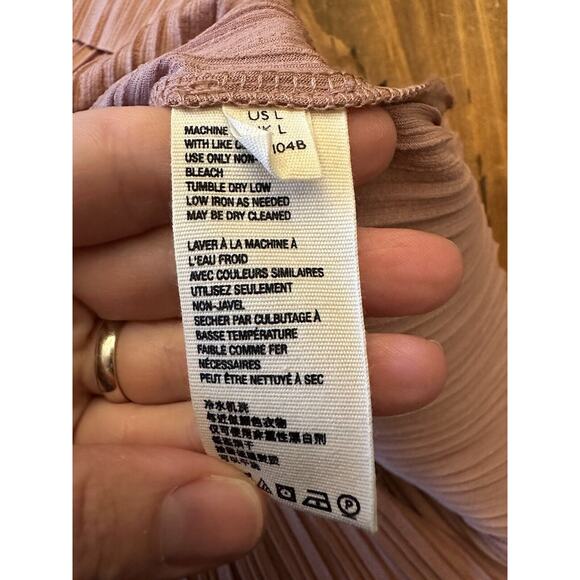 FREE PEOPLE Can't Help It Plisse Mini Dress In Clay Pink Size Large Boho Dreamy - Picture 14 of 15